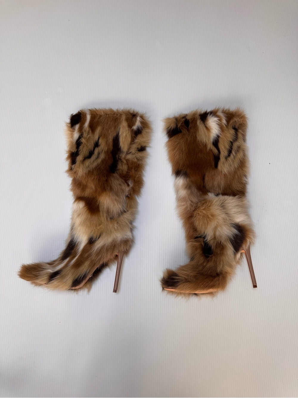 Azalea Wang Upsetter Multi Faux Fur Heeled Over Knee Boots Multiple Sizes - Picture 5 of 6